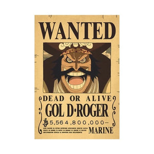 affiches One Piece Wanted de Gol D. Roger avec une récompense de 5 564 800 000 Berries
