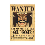 affiches One Piece Wanted de Gol D. Roger avec une récompense de 5 564 800 000 Berries