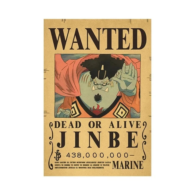 Affiche One Piece Wanted de Jinbe avec récompense de 438 millions de berrys