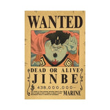 Affiche One Piece Wanted de Jinbe avec récompense de 438 millions de berrys