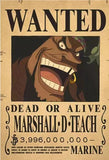 Affiche One Piece Wanted de Marshall D. Teach avec récompense de 3,996,000,000 berries