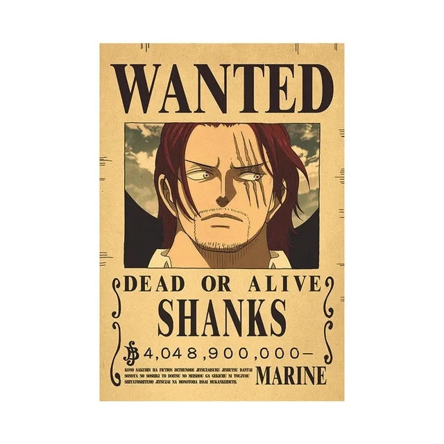 Affiches One Piece Wanted de Shanks avec prime de 4 048 900 000 de berrys