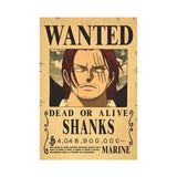 Affiches One Piece Wanted de Shanks avec prime de 4 048 900 000 de berrys