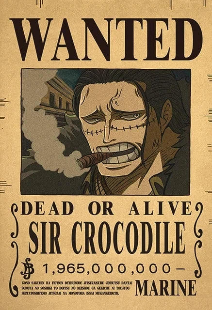 Affiches One Piece Wanted de Sir Crocodile avec une récompense de 1,965,000,000 Berries
