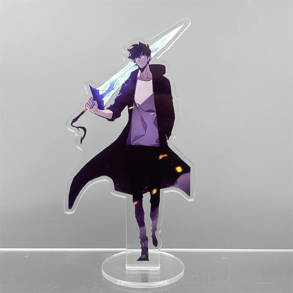 Porte-clé acrylique Solo Leveling représentant un personnage avec une épée lumineuse