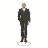 Porte-clé acrylique Solo Leveling représentant un personnage en costume élégant avec un fond blanc