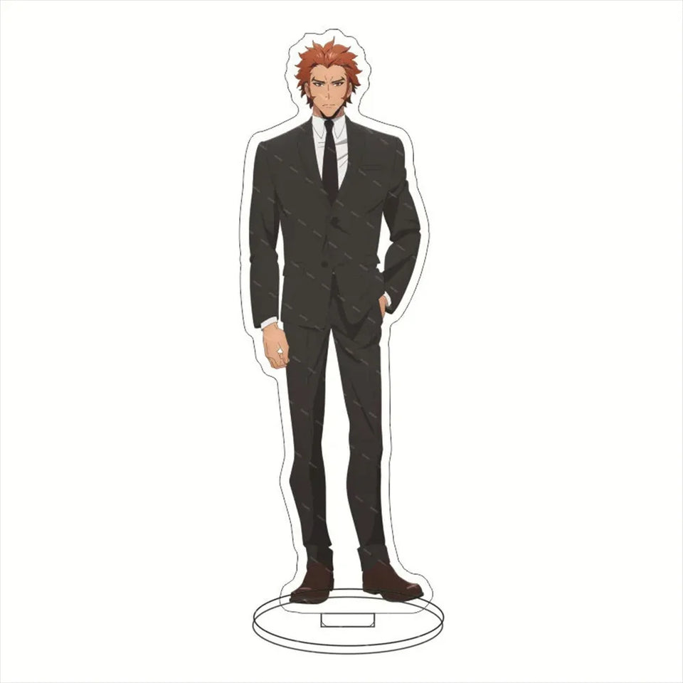 Porte-clé acrylique Solo Leveling représentant un personnage élégant en costume noir