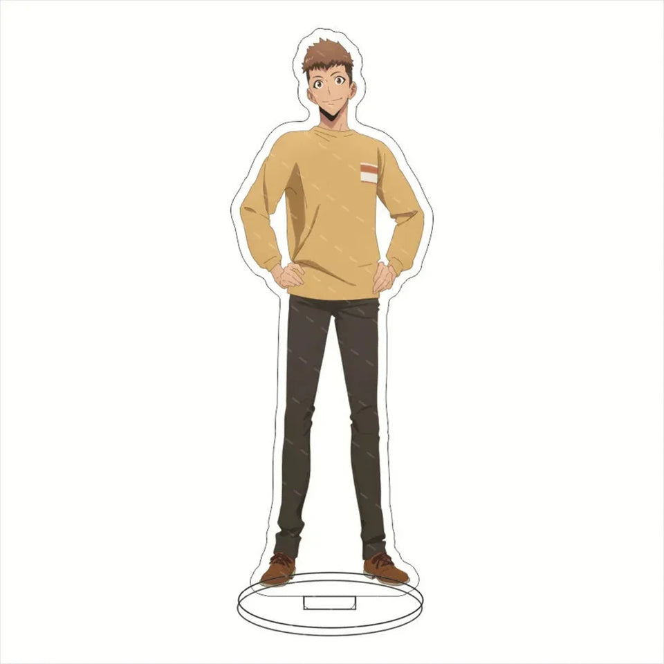 Porte-clé acrylique Solo Leveling représentant un personnage debout avec un pull beige sur un fond blanc
