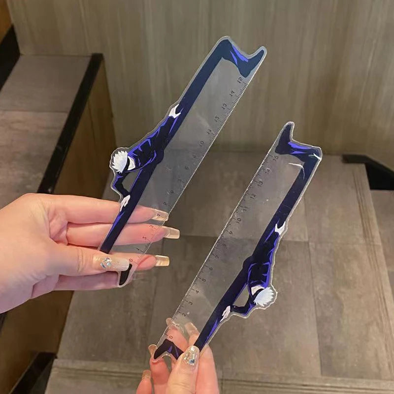 Règle Gojo Satoru Jujutsu Kaisen en plastique transparent avec design animé pour les fans