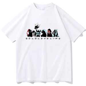 T-shirt blanc Eterna avec motif Solo Leveling représentant des personnages du manga