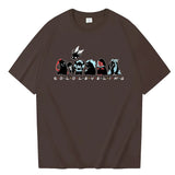 T-shirt Eterna Solo Leveling en noir avec impression colorée de personnages emblématiques