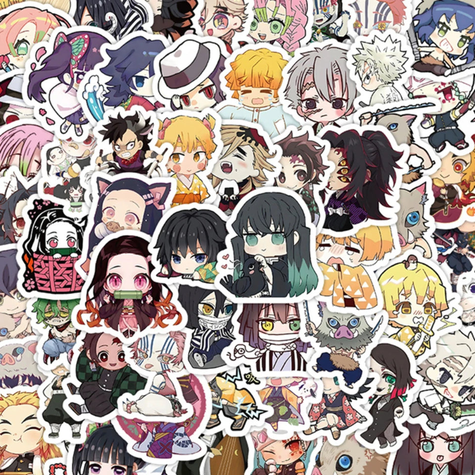 Autocollants kawaii Demon Slayer avec des personnages mignons et colorés de la série