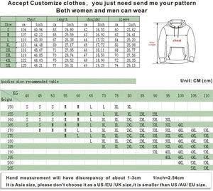 Hoodie Eterna avec sweat imprimé manga, taille et guide de mesures pour personnalisation