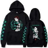 Sweat imprimé manga noir avec design de personnage et inscription Tanjiro sur le dos