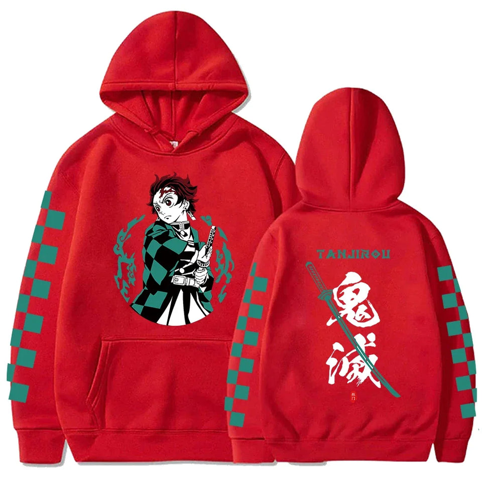Sweat imprimé manga rouge avec un motif de personnage d'anime et des détails graphiques