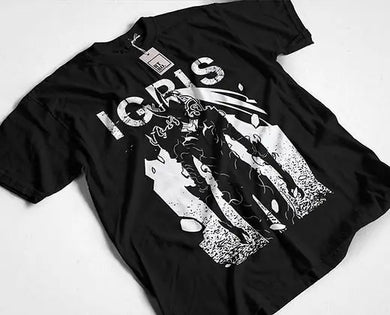 T-shirt Igris Solo Leveling noir avec un design graphique audacieux et stylisé