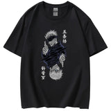 T-shirt Jujutsu Kaisen femme en noir avec un design graphique de personnage emblématique