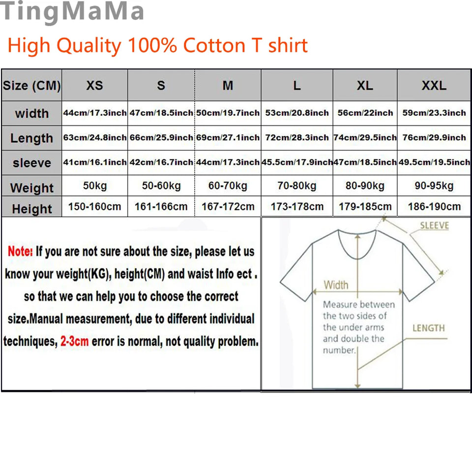 T-shirt manga Solo Leveling en 100 pour cent coton avec tableau des tailles et instructions d'entretien