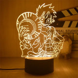 Veilleuse 3D One Piece en forme de Luffy avec base noire éclairante pour fans d'animation