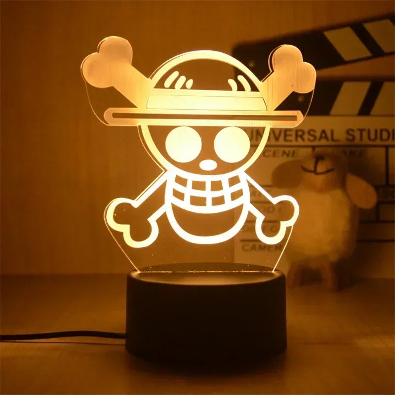 Veilleuse 3D One Piece avec un design lumineux de personnage emblématique pour la chambre des fans
