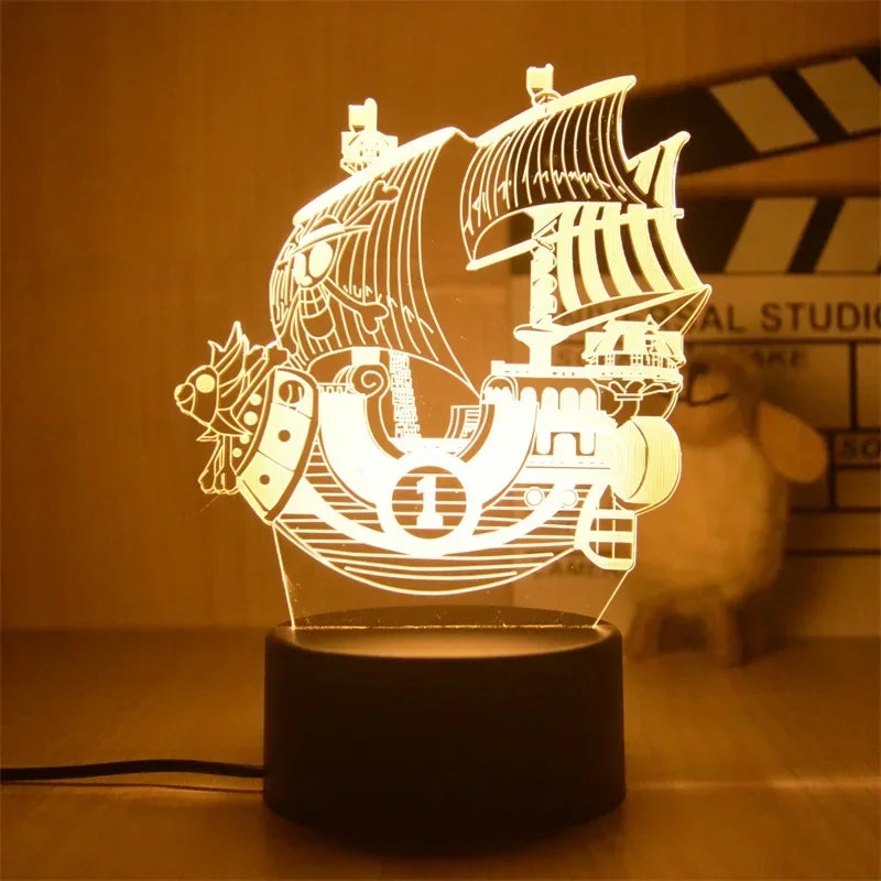 Veilleuse 3D One Piece représentant un bateau avec un éclairage chaud dans un design élégant