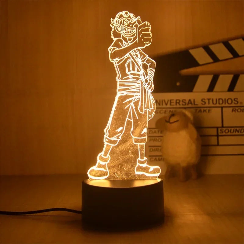 Veilleuse 3D One Piece avec un design lumineux du personnage populaire animé en mode clair-obscur