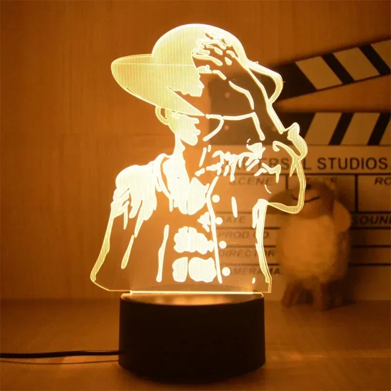 Veilleuse 3D One Piece représentant un personnage emblématique avec un chapeau