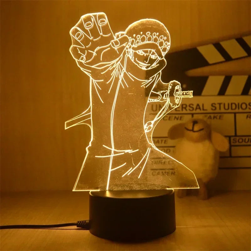 Veilleuse 3D One Piece représentant un personnage en action avec un éclairage doux pour la chambre des fans