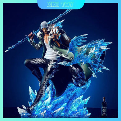 Figurine One Piece Aokiji en action avec des effets de glace et un bâton de glace, décorative pour les fans